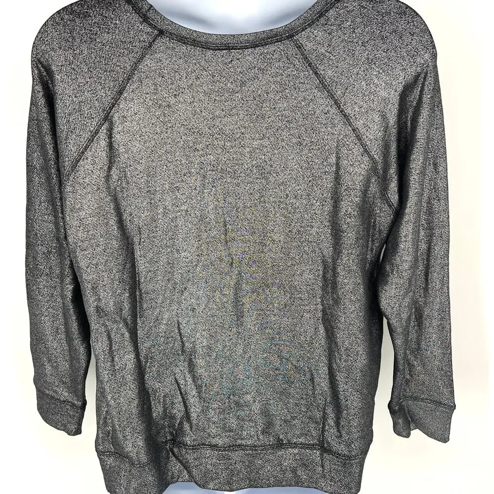 Torrid Womens Plus Size 2 Metallic Black/Gray Liquid Silver Sweatshirt NWT